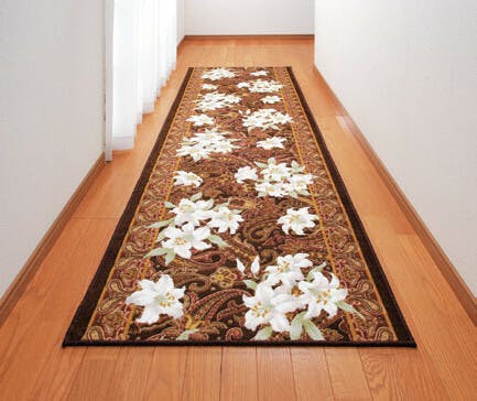 抗菌・防臭加工ゆり柄廊下敷  【65×440cm】【ブラウン】 【送料込み】 ＃4589978807317 flife