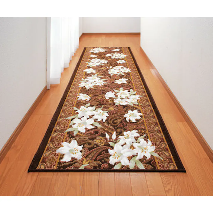 抗菌・防臭加工ゆり柄廊下敷 【80×540cm】【ブラウン】 【送料込み】 #4589978807379 flife