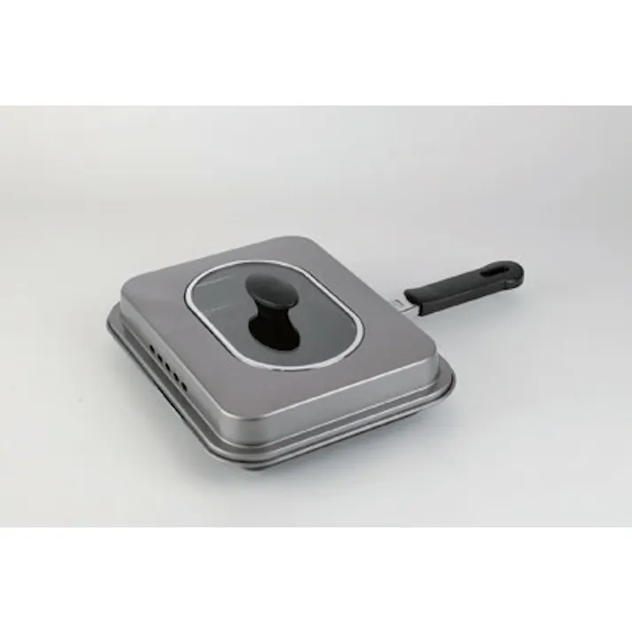 IH対応窓付きロースター 煙を抑えて肉も魚もおいしく焼ける ガラス窓付きのフタ アミ付き 直火・IH対応 【送料込み】 #4903779300936 flife