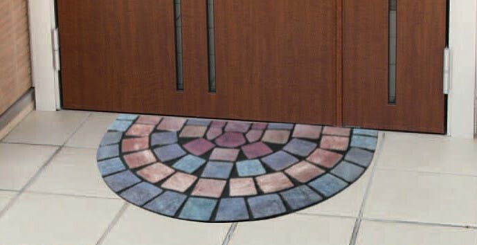 石タイル調の半円型クリーンマット    【送料込み】 ＃58810 flife