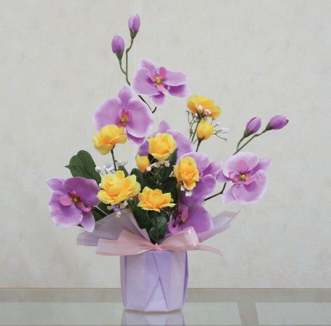 光触媒加工  【ローズ＆胡蝶蘭】【ラベンダー】　造花 【送料込み】 ＃a2961720 flife