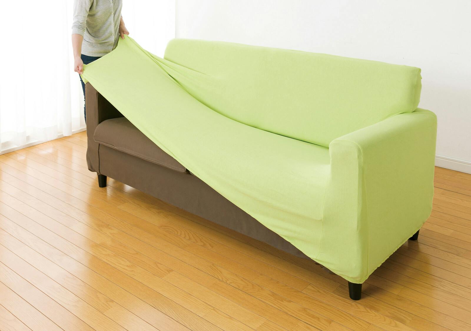 グ～ンと伸びるフィット式ソファカバー 【肘無し 3人掛用】【ブラウン