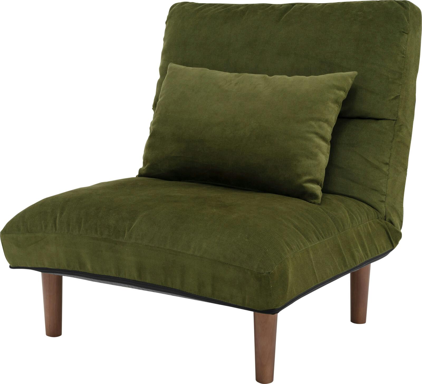 ワイドなおひとり様ソファ ふわふわクッション付き 【グリーン】  【送料込み】 ＃4934257296342 flife