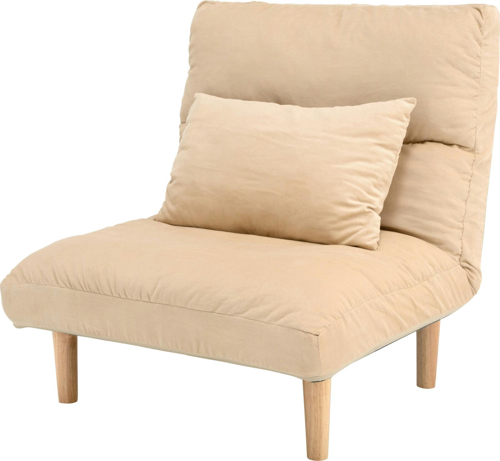 ワイドなおひとり様ソファ ふわふわクッション付き 【アイボリー】  【送料込み】 ＃4934257296359 flife