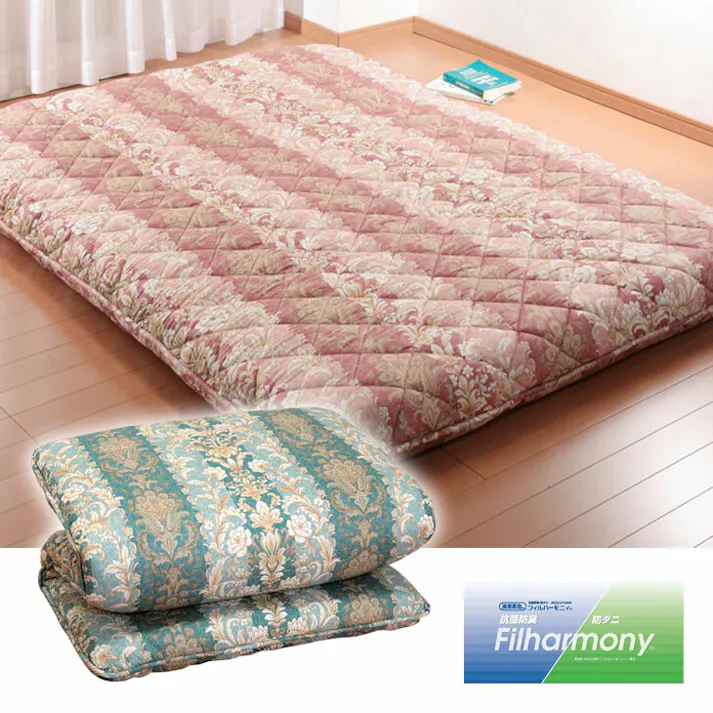 日本製 6層構造吸汗敷布団 備長炭シート入り 【ダブル】【ブルー系】 【送料込み】 #a3174720 flife