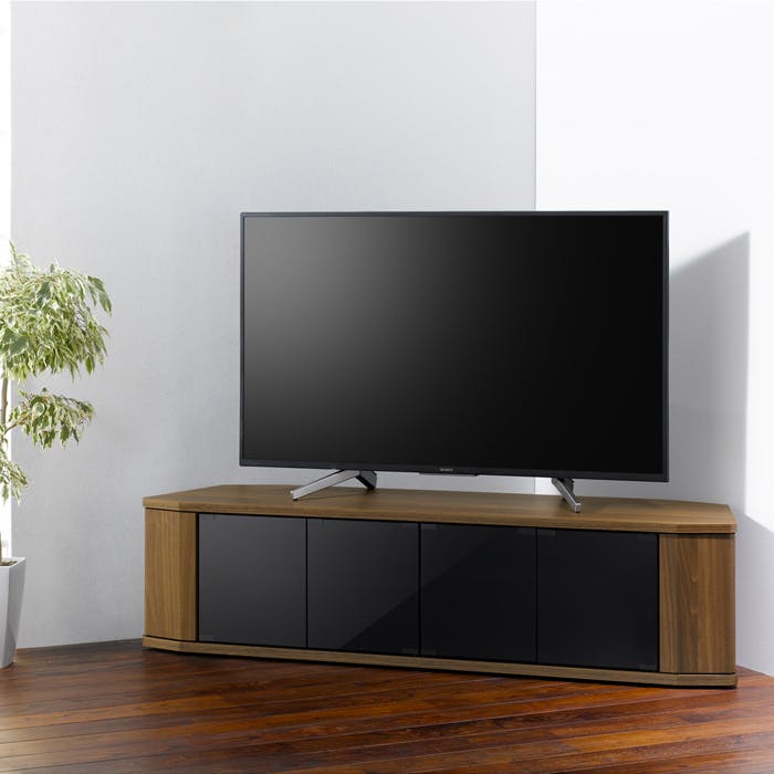 コーナーテレビ台 テレビ台 幅1500 ウォールナット 木製 キャスター