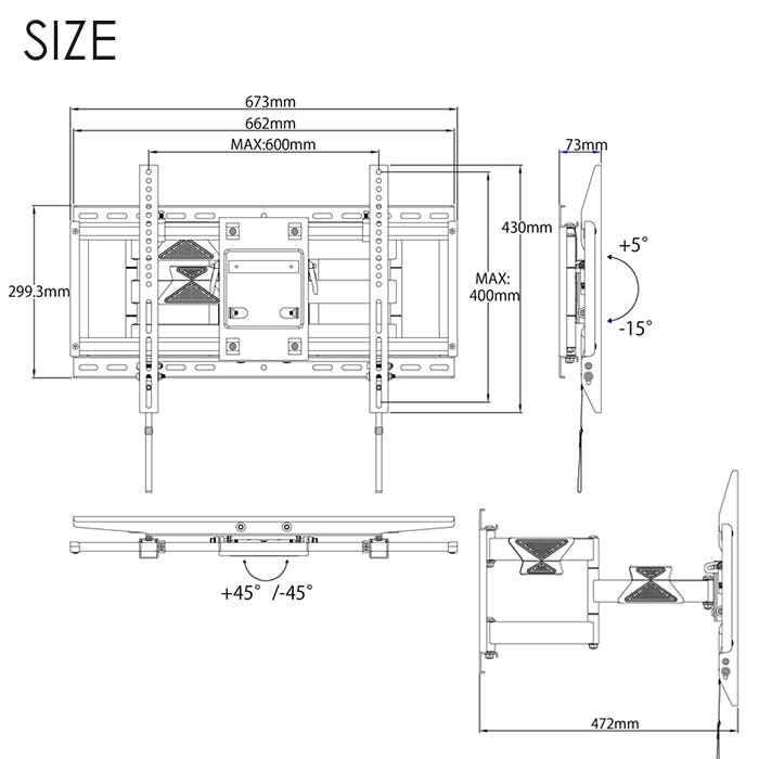 黄山風景画&壁掛け金具 壁掛け金具 テレビ用 42～86インチ テレビ金具 アーム 壁掛けテレビ