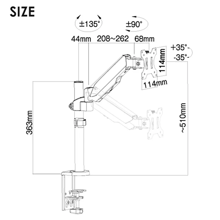 デスクアーム テレビ アームスタンド ガススプリング式 モニターアーム 17-32インチ対応