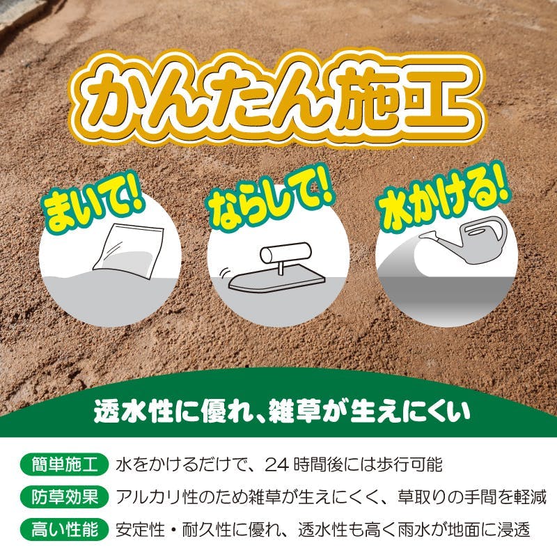 固まる防草砂】ダークグレー 15kg 10L 水で固まる土 マサファルト 珪砂