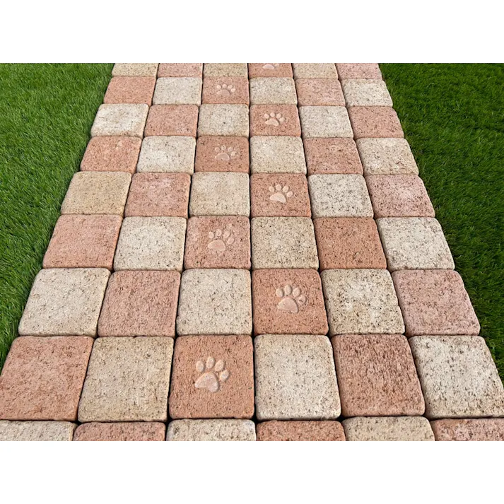 レンガタイル 敷石 レンガ 庭 タイル 足あと エコブリック ミックス 36個セット ガーデニング デザイン 薄い おしゃれ かわいい 可愛い 犬 猫 肉球 足跡 庭 屋外 床 敷き レンガブロック コンクリート製 約98×98×30mm