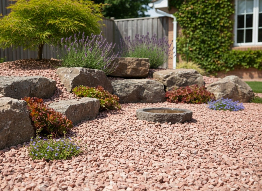 砂利 庭 石 ピンク 洋風 砕石 クラッシュピンク 20kg ガーデニング