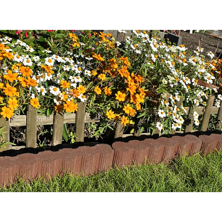 レンガ風 花壇 ブロック ラインブラウン 5個セット 庭 仕切り 置くだけ ガーデンエッジブロック 土留め 花壇ブロック 並べるだけ diy 簡単 おしゃれ ガーデニング 囲い コンクリート レンガブロック 縁石