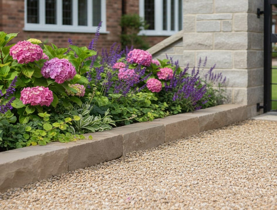 花壇 庭 仕切り ガーデニング 石 ブロック サンドベージュ 約29×9cm