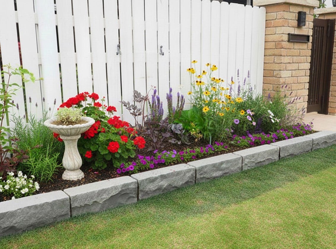 花壇 ガーデニング 庭 石 ブロック 自然石 ナチュラルグレー 約29×9cm