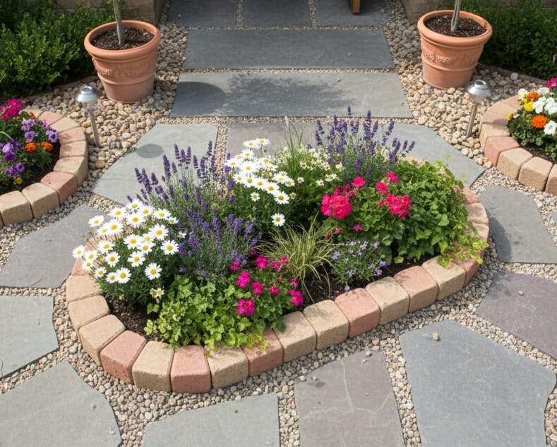 レンガ 置くだけ 花壇 ブロック 楕円 レンガ 1190×650mm オレンジ