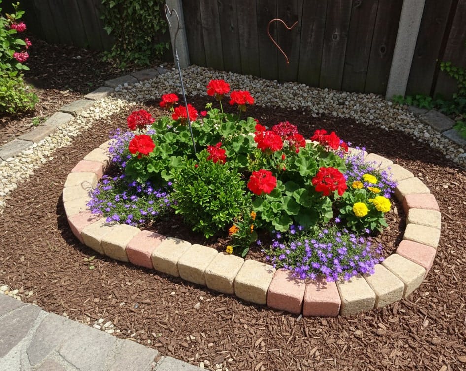 レンガ 置くだけ 花壇 ブロック 楕円 レンガ 1190×650mm ミックス