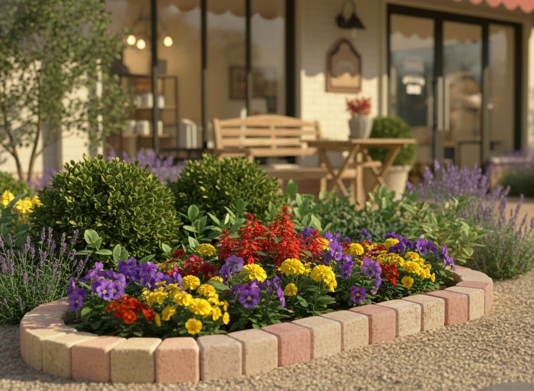 レンガ 置くだけ 花壇 ブロック 楕円 レンガ 1190×650mm ミックス