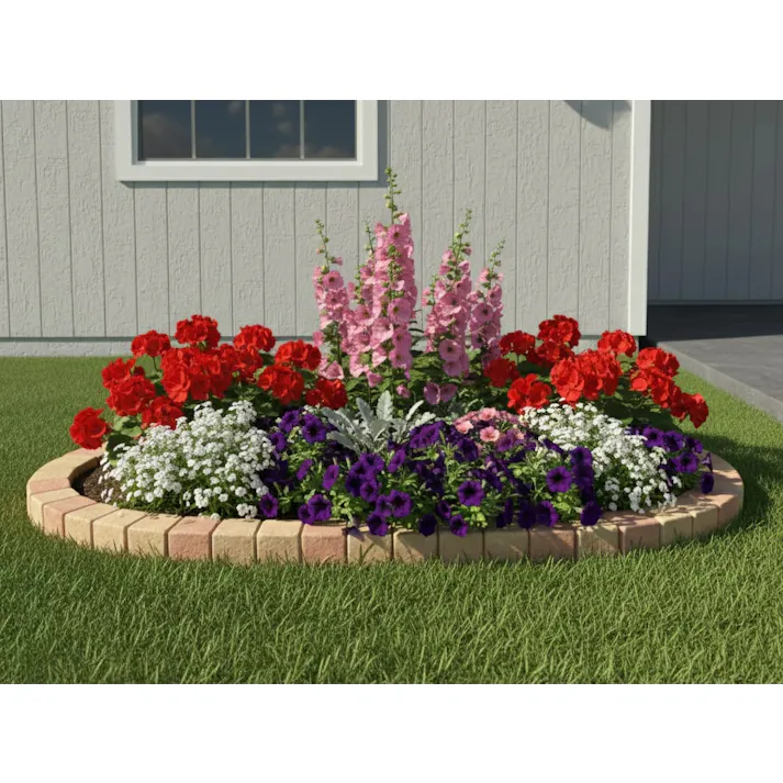 花壇ブロック レンガ 置くだけ 花壇 ブロック 楕円 大 1770×650mm クリームカラーセット 庭 ガーデニング 簡単 diy おしゃれ かわいい 並べるだけ 土留め ピンコロ レンガブロック コンクリート