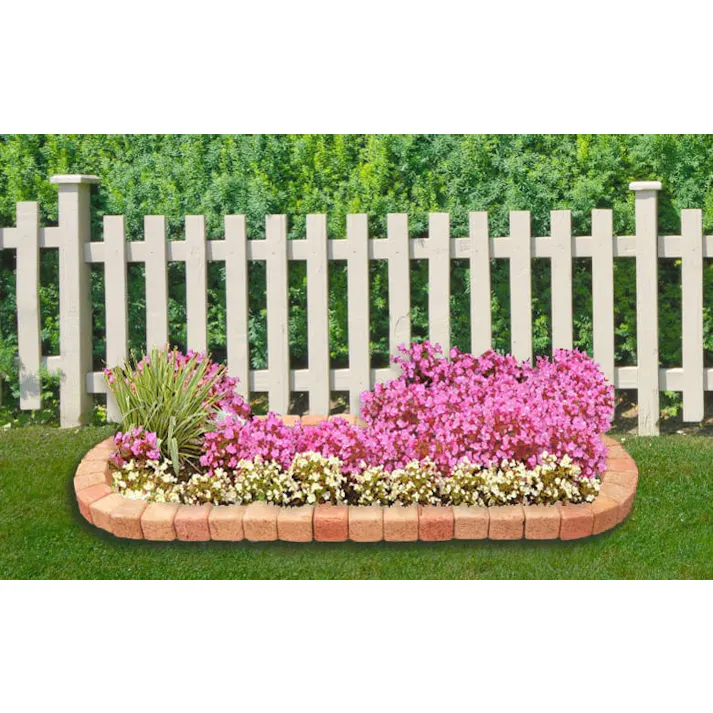 花壇ブロック レンガ 置くだけ 花壇 ブロック 楕円 大 1770×650mm クリームカラーセット 庭 ガーデニング 簡単 diy おしゃれ かわいい 並べるだけ 土留め ピンコロ レンガブロック コンクリート