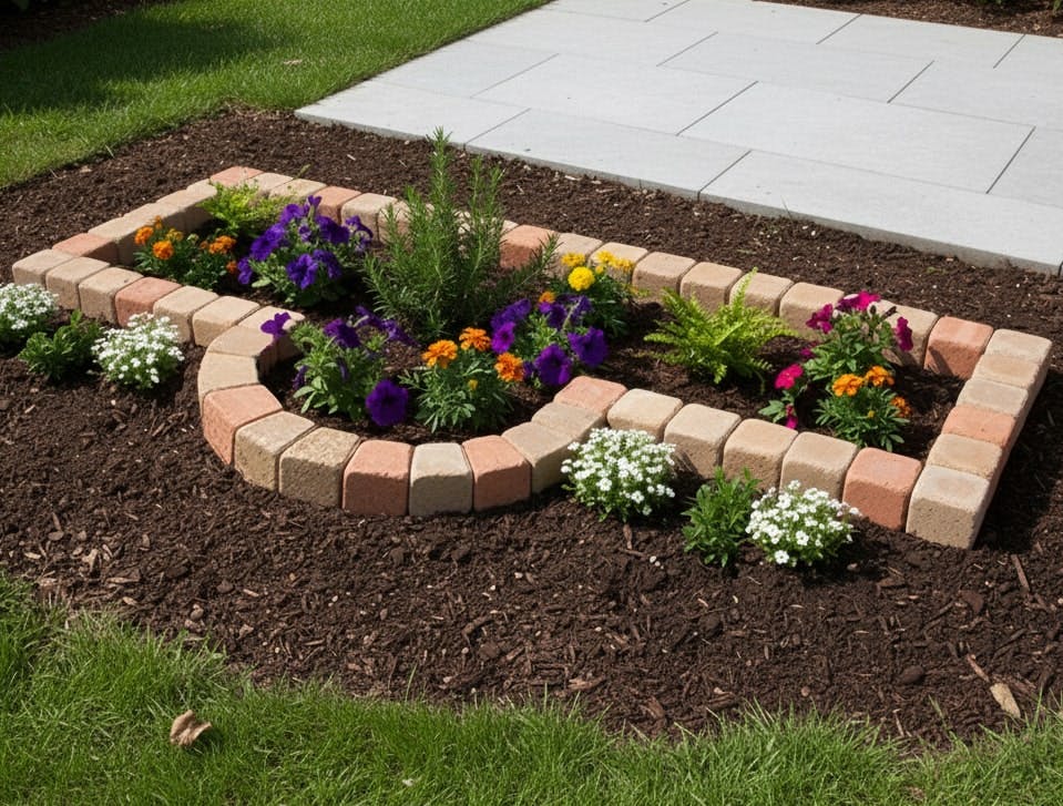 花壇 レンガ ブロック 置くだけ ガーデニング 半円アール付 大 1830