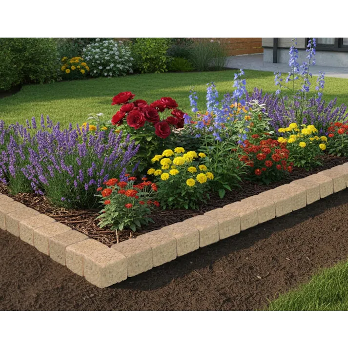 花壇 レンガ 置くだけ ピンコロ ブロック レンガブロック 1830×870mm クリームカラーセット ガーデニング 土留め 庭 ガーデン 花壇用 簡単 並べるだけ diy おしゃれ コンクリート キューブ