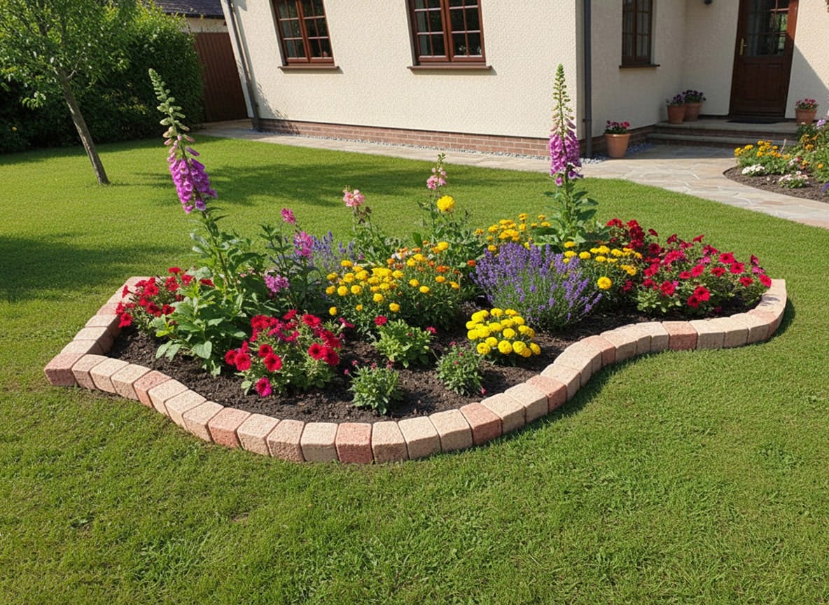 花壇 レンガ 置くだけ diy ブロック ウェーブ 約2710×1140mm ミックス