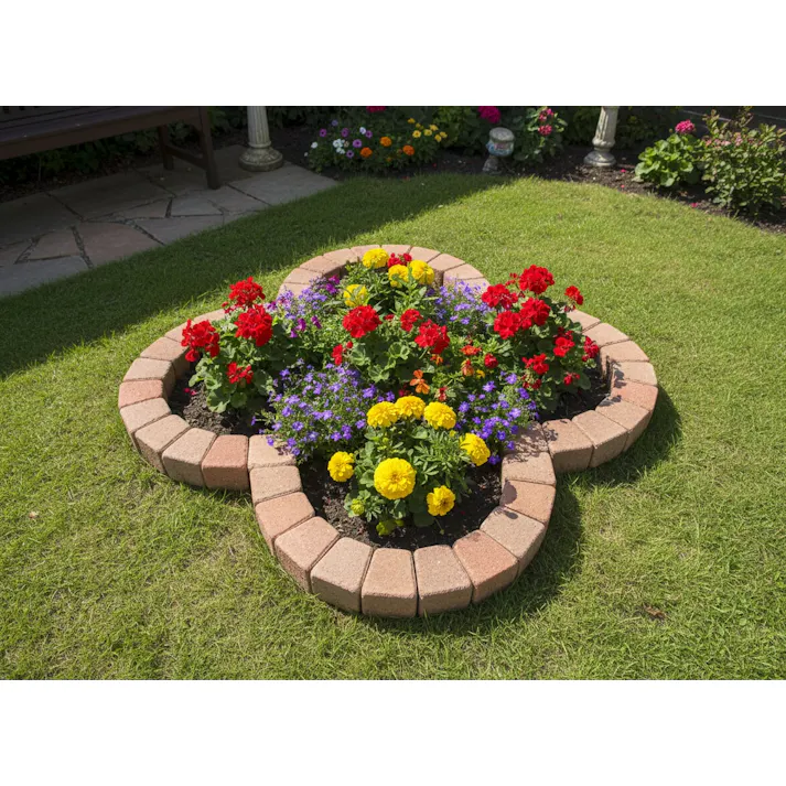 花壇 レンガ クローバー 花型 レンガブロック 1070×1070mm クリームカラーセット 花壇ブロック 土留め ピンコロ 庭 置くだけ diy おしゃれ かわいい ガーデニング コンクリート 並べるだけ