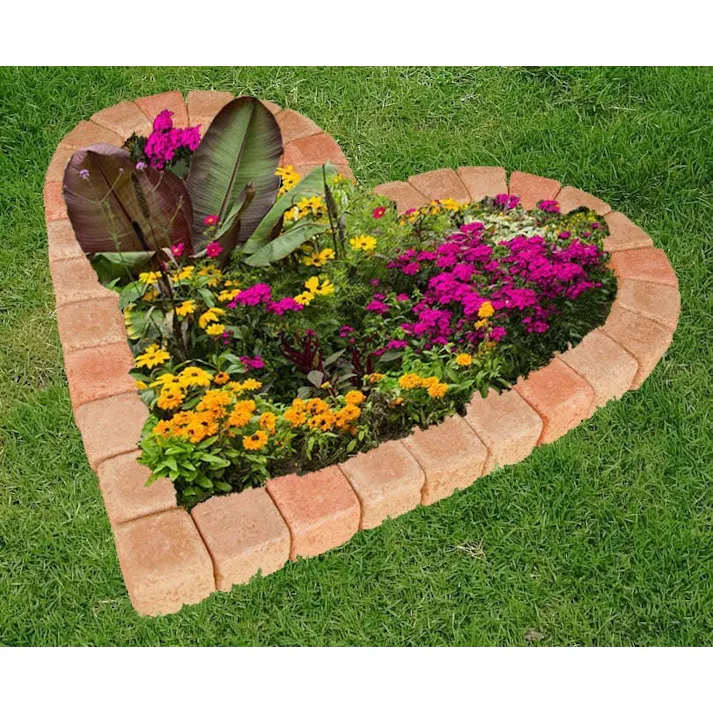 花壇 レンガ 花壇ブロック ハート型 1060×1000mm ミックスカラーセット 庭 ピンコロ レンガブロック コンクリート おしゃれ ガーデニング 簡単 置くだけ diy 可愛い かわいい 並べるだけ