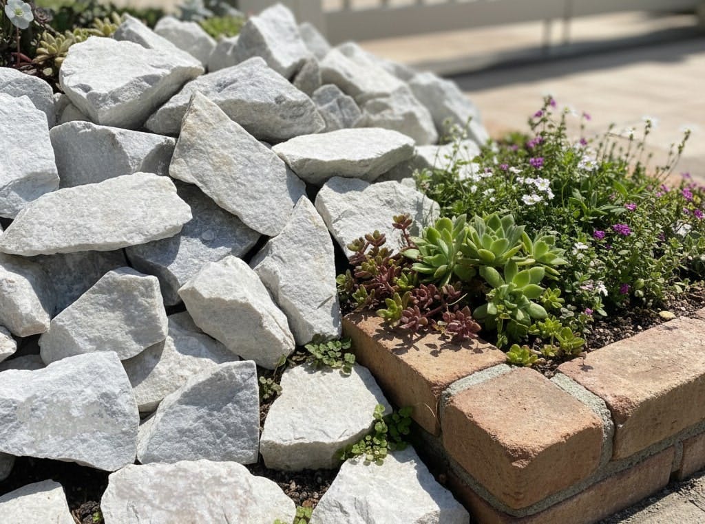 庭石 白 ロックガーデン 庭 石 割栗石 岩 ホワイトロック 20kg 大理石