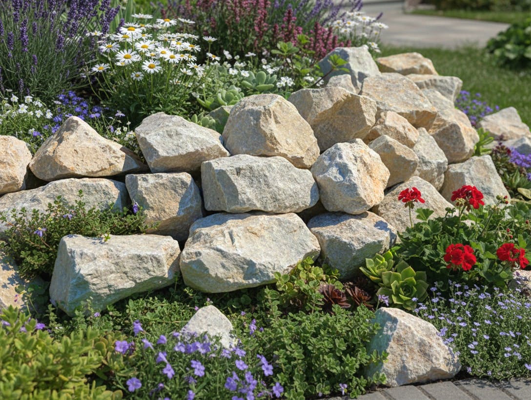 庭石 割栗石 庭 黄色 イエロー ロックガーデン 石 ベージュ & ホワイト