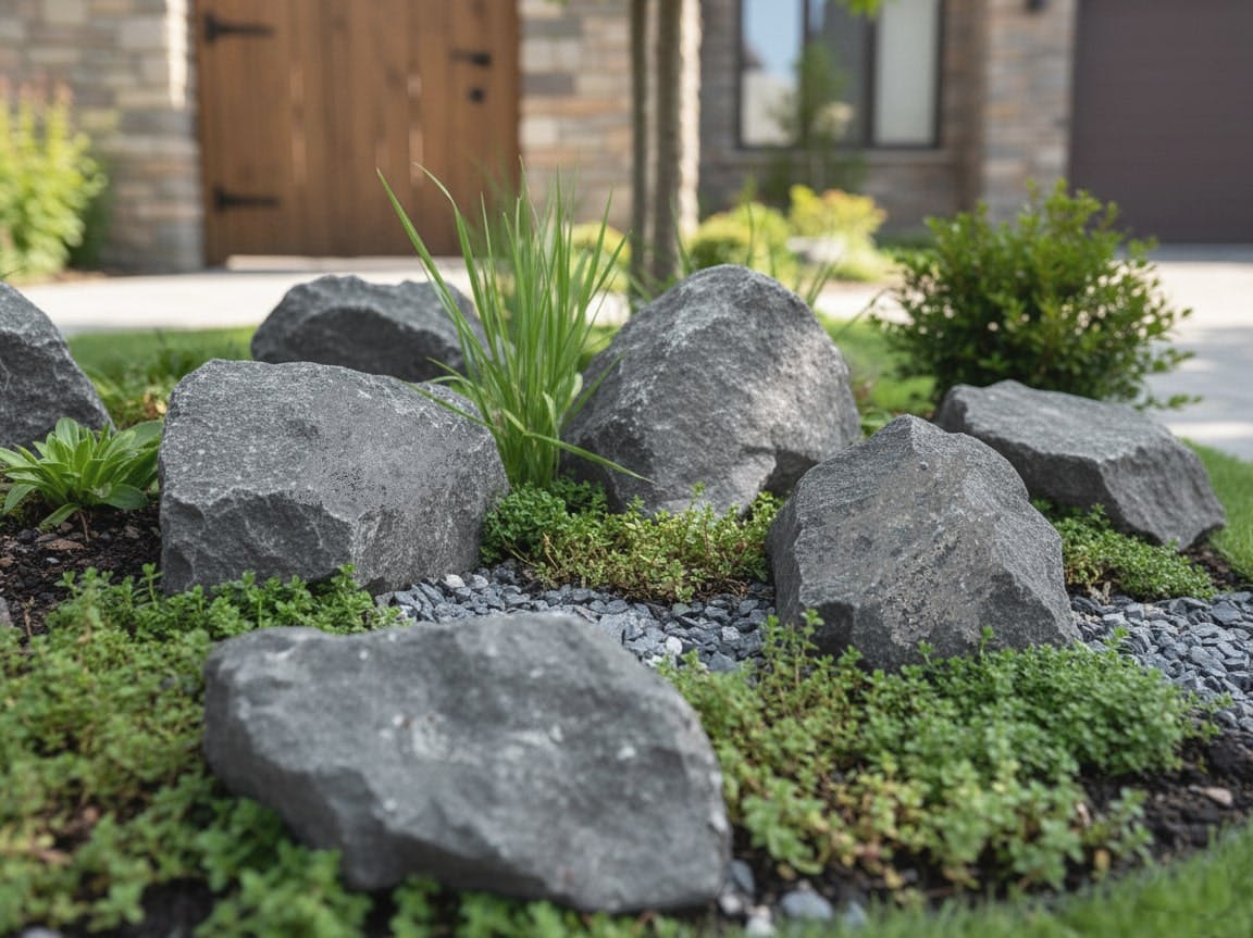 庭石 割栗石 黒 ロックガーデン 石 リアルブラック大サイズ 20kg 割