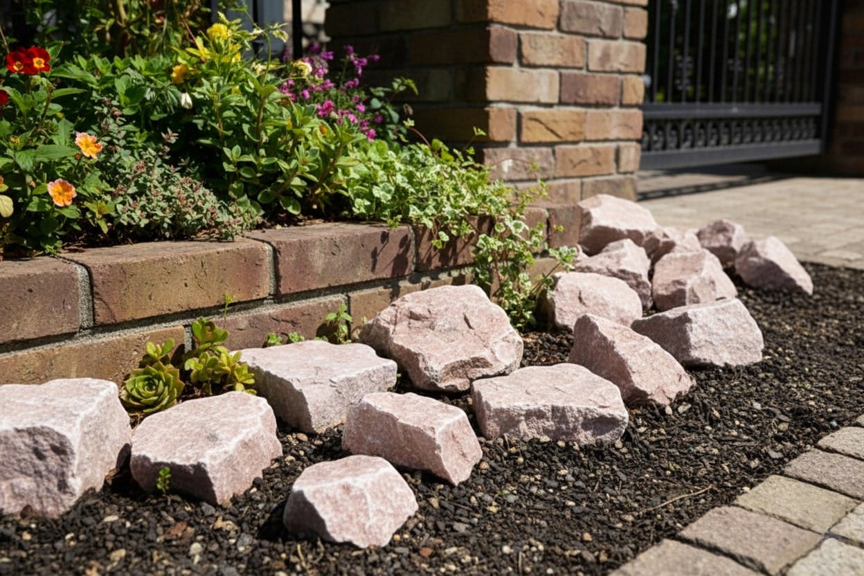 庭石 ピンク 割栗石 庭 石 ロックガーデン ピンクロック 20kg 大理石