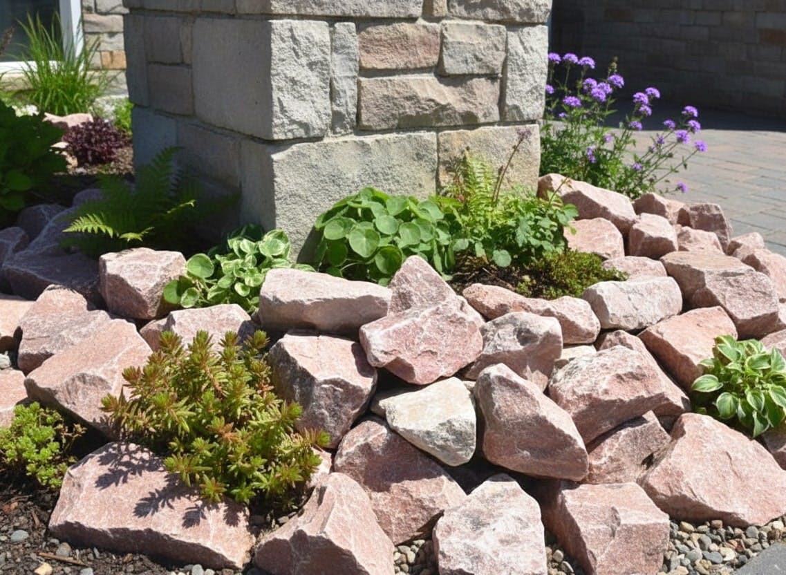 庭石 ピンク 割栗石 庭 石 ロックガーデン ピンクロック 20kg 大理石