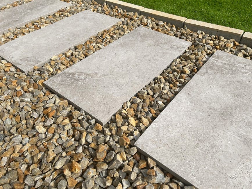 タイル 平板 敷石 シルバーグレー 2枚セット 20mm厚 厚物 自然石風