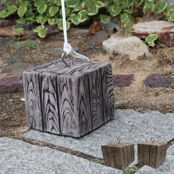 【フック付きウェイト2個入】コンクリート製 日よけ シェード おもり 木目調 土台 重し アウトドア キャンプ テント タープ 固定 目隠し サンシェード