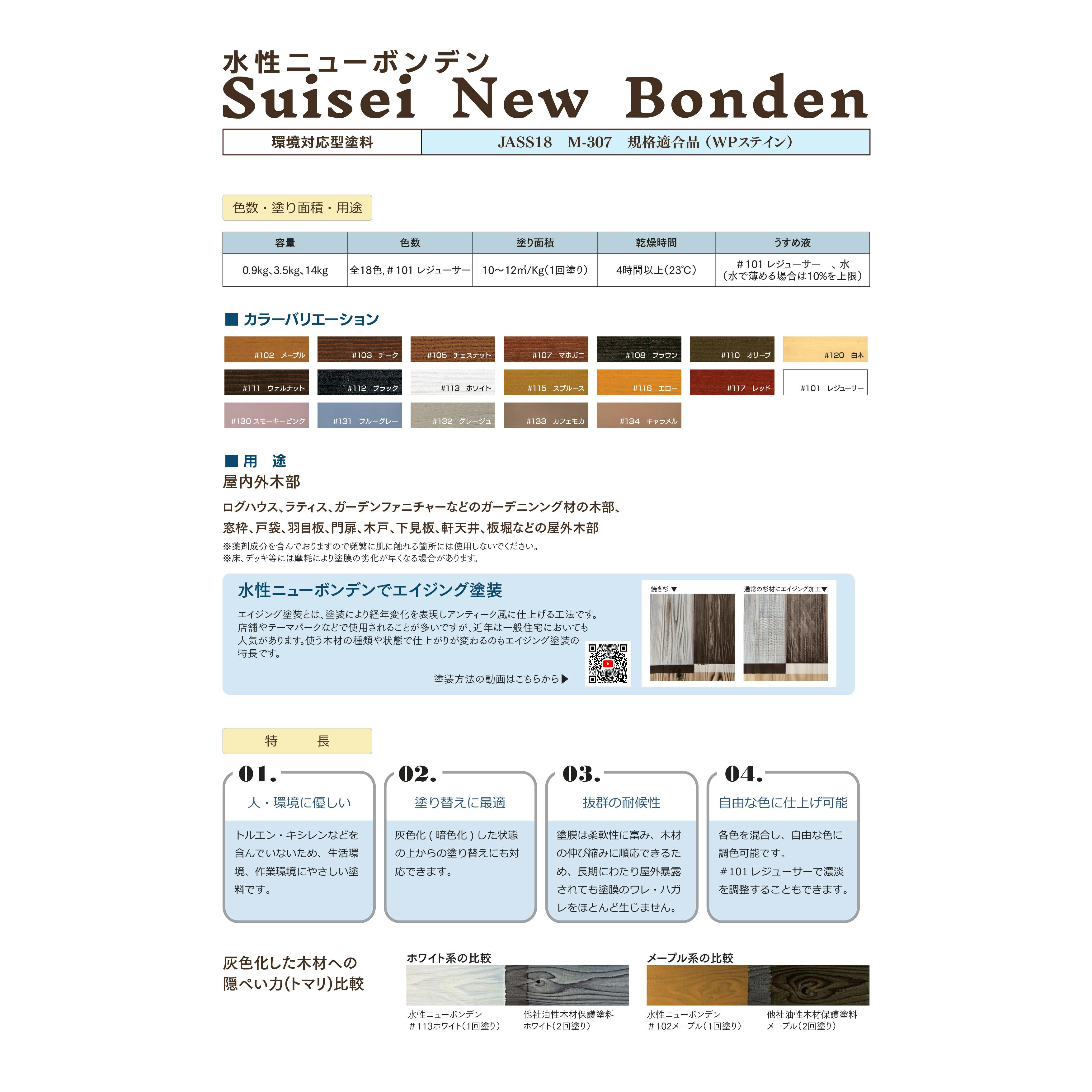 大阪塗料 水性ニューボンデン #134 キャラメル 14L 水性木材保護剤