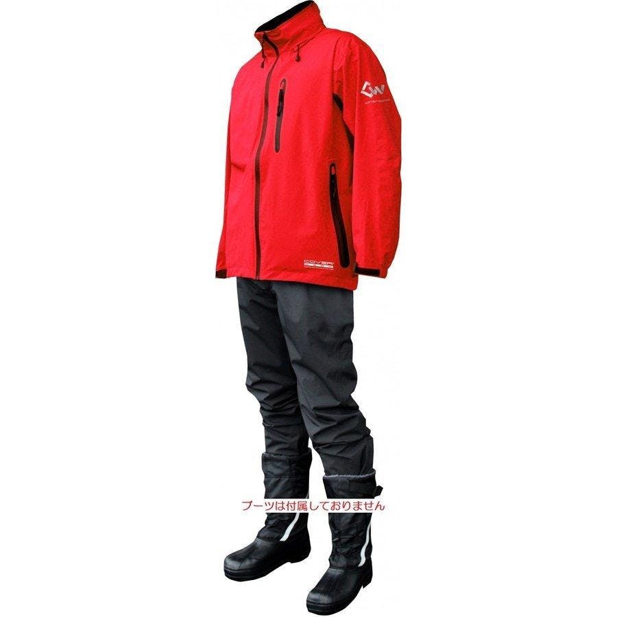 アクロスレイン レッド L 上下セット ストレッチレインウェア AG-8000