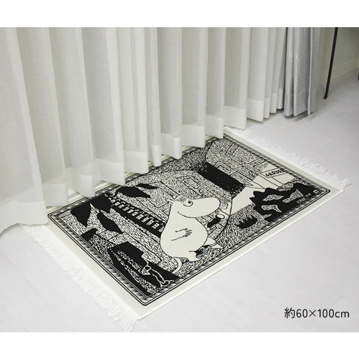 玄関マット MOOMIN ムーミン 灯りをつけて H60×W100cm (Y) フリンジ付き ジャガード織 室内 玄関 ベルギー製 北欧 マット ムーミンシリーズ インテリアショップゆうあい