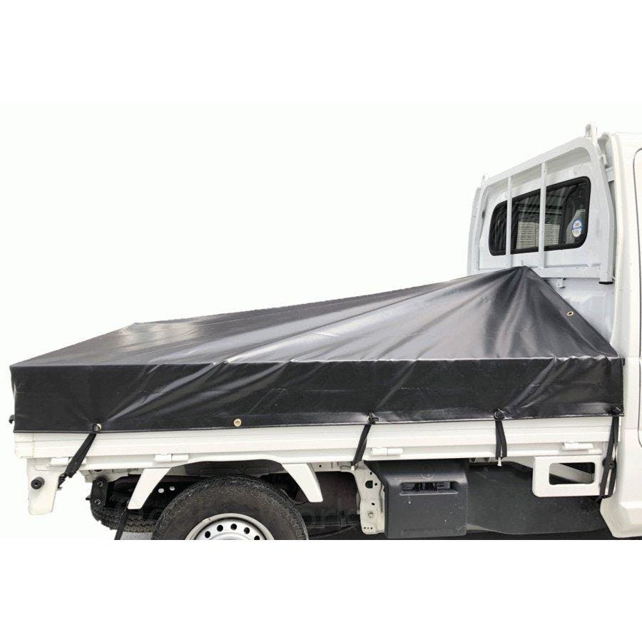 トラックシート 伸縮式荷台ポールセット スロープ型 ブラック コード