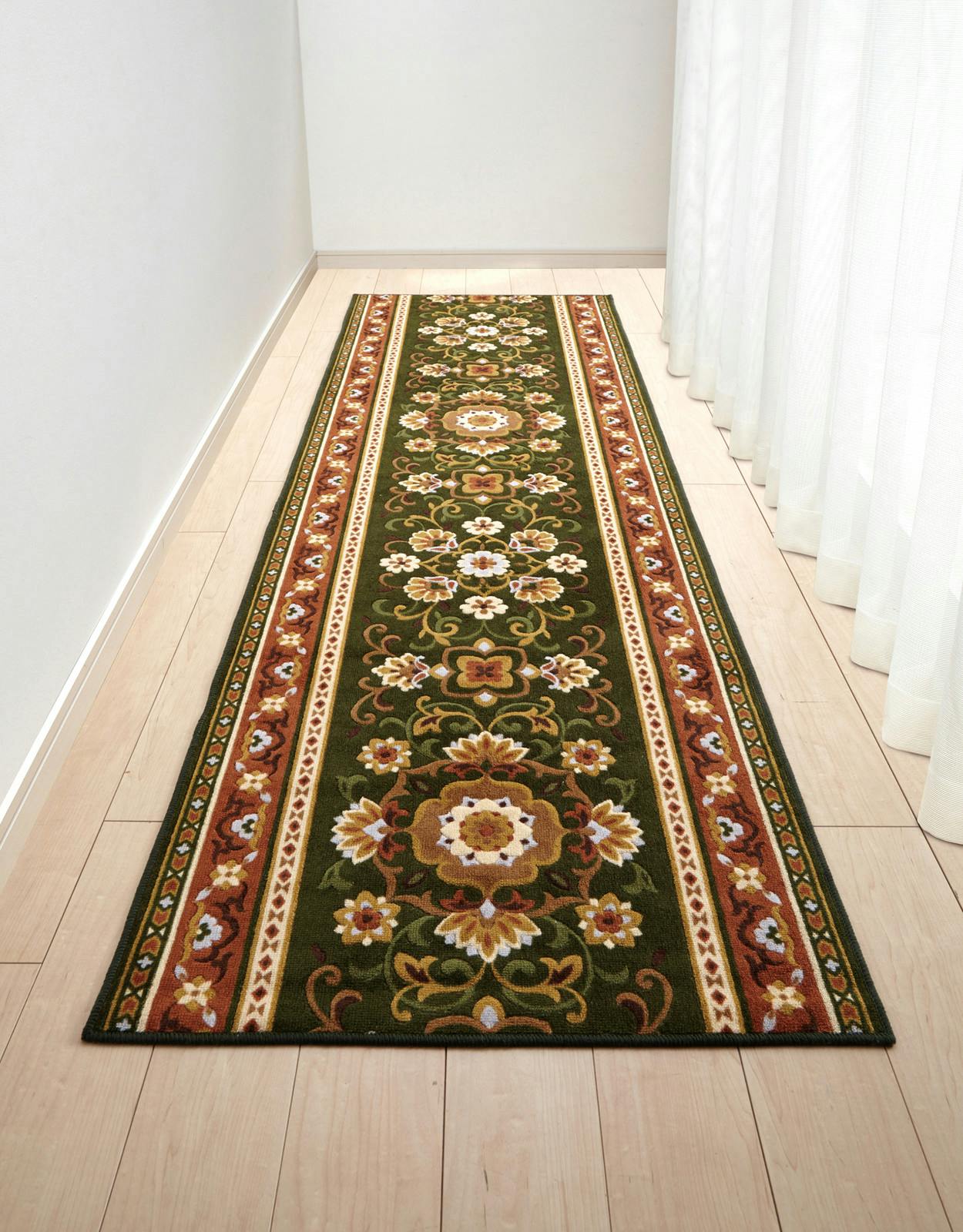 抗菌・防臭加工アラベスク柄廊下敷  【グリーン】【65×440cm】 【送料込み】 ＃4560322421601 flife