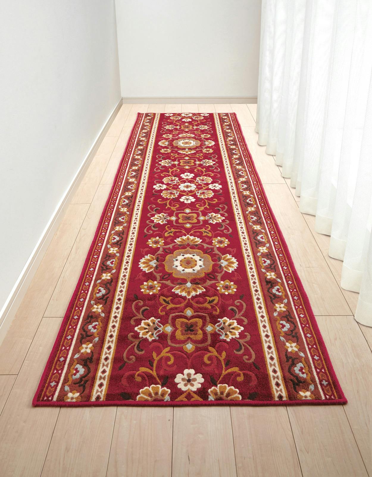 抗菌・防臭加工アラベスク柄廊下敷  【エンジ】【65×700cm】 【送料込み】 ＃4560322421670 flife