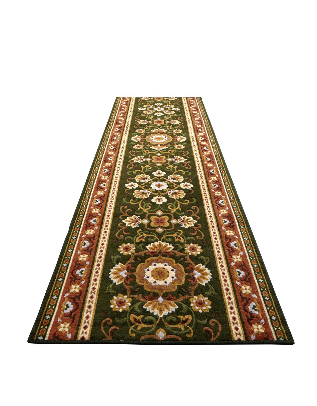 抗菌・防臭加工アラベスク柄廊下敷 【グリーン】【80×540cm】 【送料