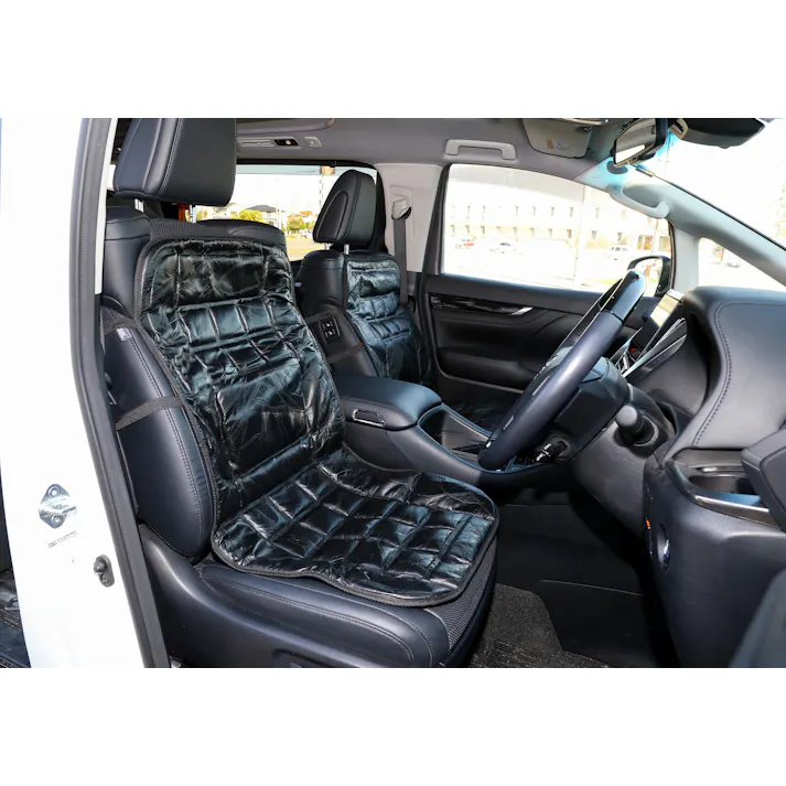 ラム本革パッチワーク カーシートカバー 【ブラック】【2枚組】 【送料込み】 #4589978823256 flife