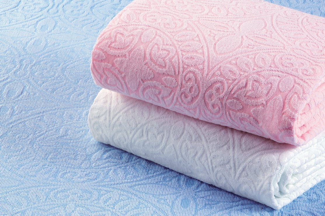 今治産ジャカード織タオルシーツ3色組  【ピンク・ブルー・ホワイト】  【送料込み】 ＃4589978824505 flife