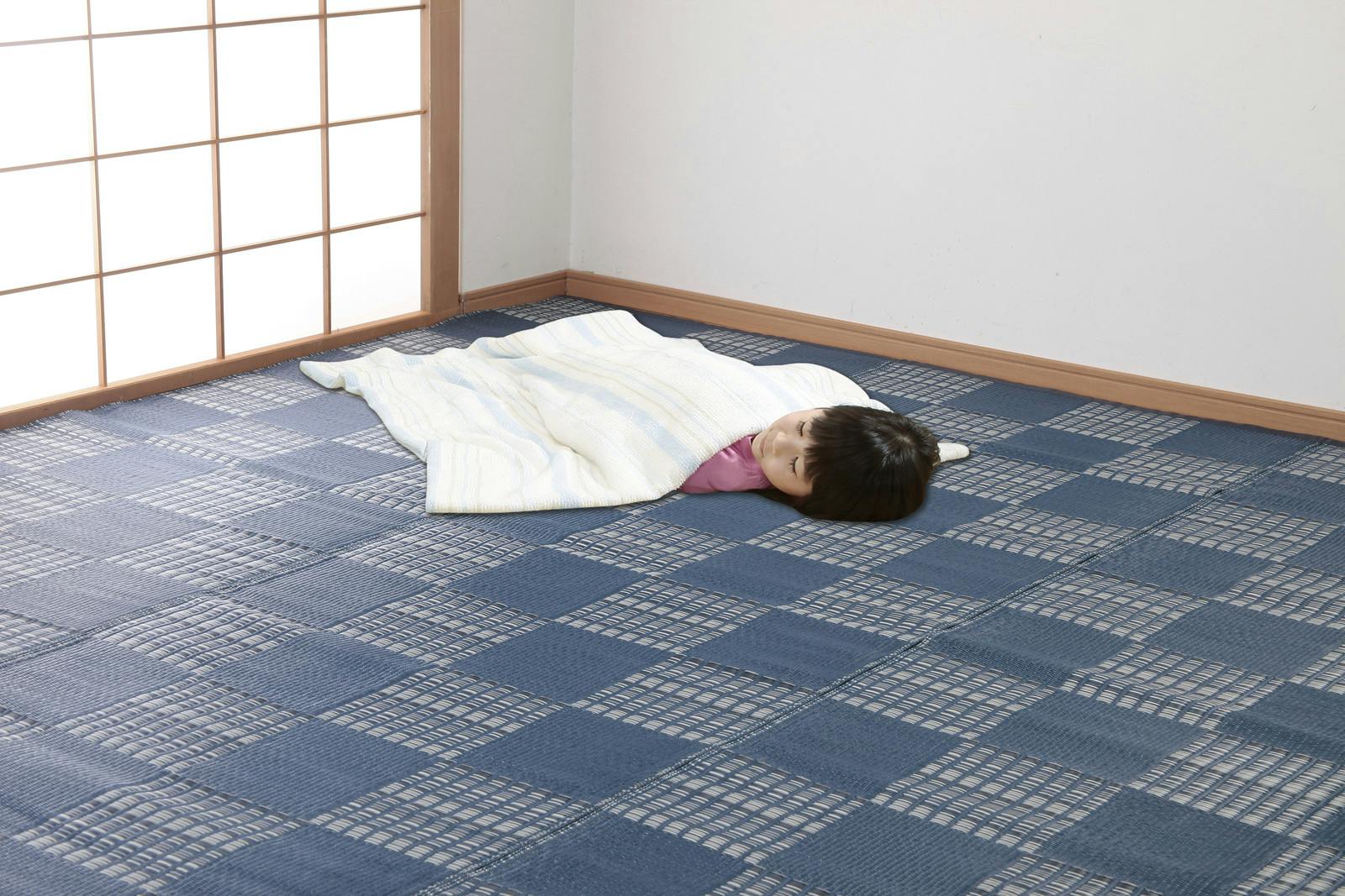 日本製 日本アトピー協会推薦カーペット＜江戸間・4.5畳用＞ベージュ 日本アトピー協会推薦カーペット ネイビー （ウィード） 【江戸間4.5畳