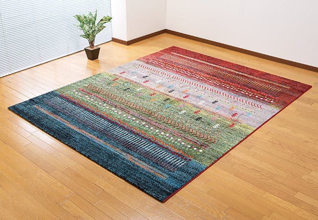 トルコ製ウィルトン織 ラグマット 【グラデーションマルチ 約200cm×250c トルコ製ウィルトン織多色使いカーペット グラデーション柄 【200