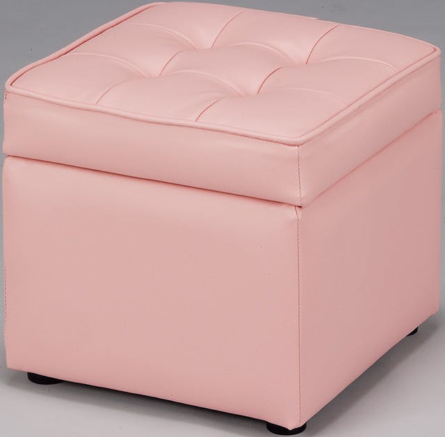 収納付きボックスふっくらソファスツール  【ピンク】  【送料込み】 ＃a1620430 flife