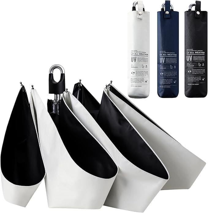 【送料無料】日傘 アイボリー 男女兼用 折りたたみ傘 【カラビナ付 UVカット 折りたたみ日傘】 遮光率100% 強耐久グラスファイバー採用 レディース メンズ UVカット 折りたたみ 晴雨兼用 折り畳み