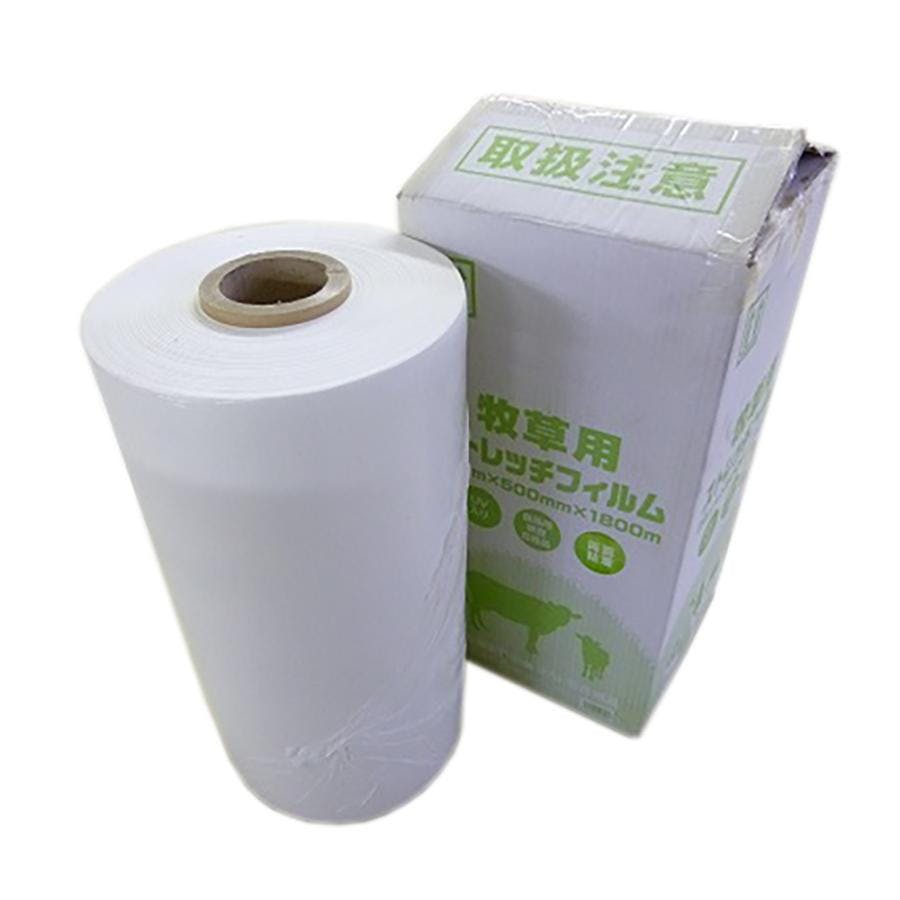 牧草用ストレッチフィルム 白 25μ×500mm×1800m 牧草ラップ サイレージ