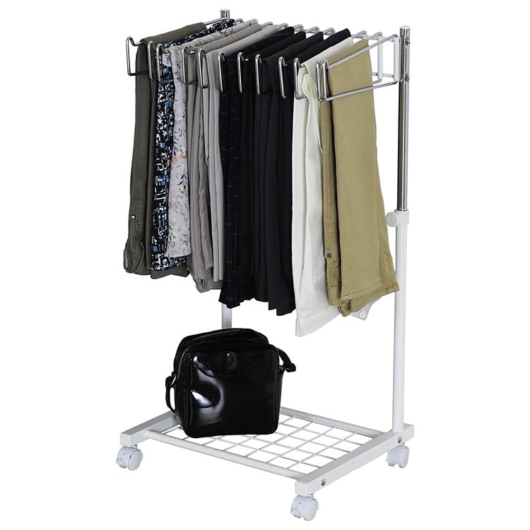 21127【SP-127】スラックスハンガーラック 12本 国産 棚付き 高さ伸縮